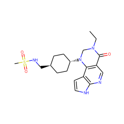 CCN1CN([C@H]2CC[C@H](CNS(C)(=O)=O)CC2)c2c(cnc3[nH]ccc23)C1=O ZINC001772583230