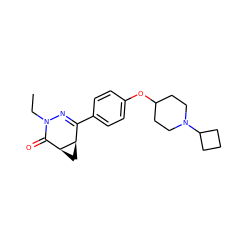 CCN1N=C(c2ccc(OC3CCN(C4CCC4)CC3)cc2)[C@H]2C[C@H]2C1=O ZINC000103260458