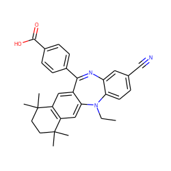 CCN1c2ccc(C#N)cc2N=C(c2ccc(C(=O)O)cc2)c2cc3c(cc21)C(C)(C)CCC3(C)C ZINC000006716421