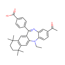 CCN1c2ccc(C(C)=O)cc2N=C(c2ccc(C(=O)O)cc2)c2cc3c(cc21)C(C)(C)CCC3(C)C ZINC000006716424