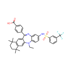 CCN1c2ccc(NS(=O)(=O)c3cccc(C(F)(F)F)c3)cc2N=C(c2ccc(C(=O)O)cc2)c2cc3c(cc21)C(C)(C)CCC3(C)C ZINC000028824174