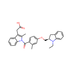 CCN1c2ccccc2C[C@@H]1COc1ccc(C(=O)n2c(C)c(CC(=O)O)c3ccccc32)c(C)c1 ZINC000072112956