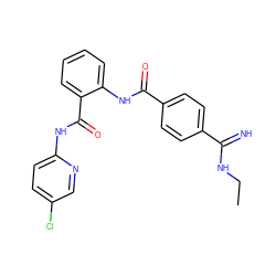 CCNC(=N)c1ccc(C(=O)Nc2ccccc2C(=O)Nc2ccc(Cl)cn2)cc1 ZINC000040976833