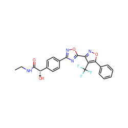 CCNC(=O)[C@@H](O)c1ccc(-c2noc(-c3noc(-c4ccccc4)c3C(F)(F)F)n2)cc1 ZINC000167354520