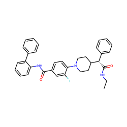 CCNC(=O)[C@@H](c1ccccc1)C1CCN(c2ccc(C(=O)Nc3ccccc3-c3ccccc3)cc2F)CC1 ZINC000096272893