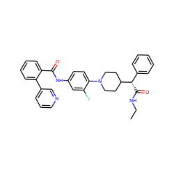 CCNC(=O)[C@@H](c1ccccc1)C1CCN(c2ccc(NC(=O)c3ccccc3-c3cccnc3)cc2F)CC1 ZINC000096272905