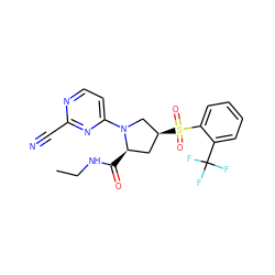 CCNC(=O)[C@@H]1C[C@H](S(=O)(=O)c2ccccc2C(F)(F)F)CN1c1ccnc(C#N)n1 ZINC000168376899