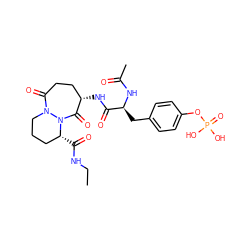 CCNC(=O)[C@@H]1CCCN2C(=O)CC[C@H](NC(=O)[C@H](Cc3ccc(OP(=O)(O)O)cc3)NC(C)=O)C(=O)N12 ZINC000028768279