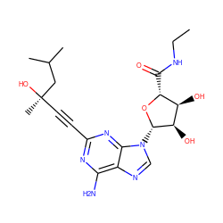 CCNC(=O)[C@H]1O[C@@H](n2cnc3c(N)nc(C#C[C@@](C)(O)CC(C)C)nc32)[C@H](O)[C@@H]1O ZINC000012405621