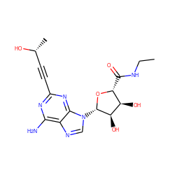 CCNC(=O)[C@H]1O[C@@H](n2cnc3c(N)nc(C#C[C@@H](C)O)nc32)[C@H](O)[C@@H]1O ZINC000012405615