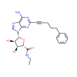 CCNC(=O)[C@H]1O[C@@H](n2cnc3c(N)nc(C#CCCCc4ccccc4)nc32)[C@H](O)[C@@H]1O ZINC000012405839