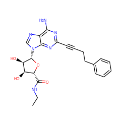 CCNC(=O)[C@H]1O[C@@H](n2cnc3c(N)nc(C#CCCc4ccccc4)nc32)[C@H](O)[C@@H]1O ZINC000012405838