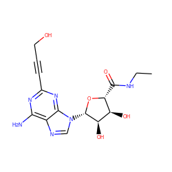 CCNC(=O)[C@H]1O[C@@H](n2cnc3c(N)nc(C#CCO)nc32)[C@H](O)[C@@H]1O ZINC000012405611