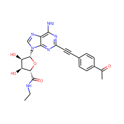 CCNC(=O)[C@H]1O[C@@H](n2cnc3c(N)nc(C#Cc4ccc(C(C)=O)cc4)nc32)[C@H](O)[C@@H]1O ZINC000012405829