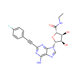 CCNC(=O)[C@H]1O[C@@H](n2cnc3c(N)nc(C#Cc4ccc(F)cc4)nc32)[C@H](O)[C@@H]1O ZINC000012405827