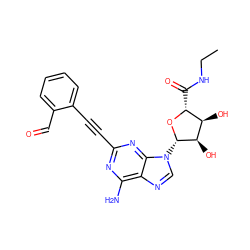 CCNC(=O)[C@H]1O[C@@H](n2cnc3c(N)nc(C#Cc4ccccc4C=O)nc32)[C@H](O)[C@@H]1O ZINC000012405830