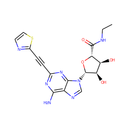 CCNC(=O)[C@H]1O[C@@H](n2cnc3c(N)nc(C#Cc4nccs4)nc32)[C@H](O)[C@@H]1O ZINC000012405845