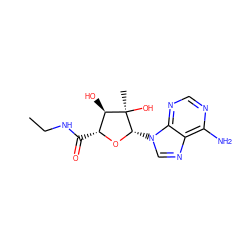 CCNC(=O)[C@H]1O[C@@H](n2cnc3c(N)ncnc32)[C@](C)(O)[C@@H]1O ZINC000013610762