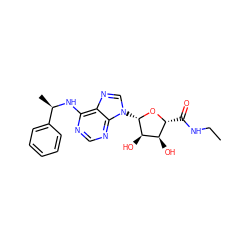 CCNC(=O)[C@H]1O[C@@H](n2cnc3c(N[C@H](C)c4ccccc4)ncnc32)[C@H](O)[C@@H]1O ZINC000012405571