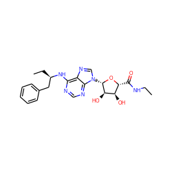 CCNC(=O)[C@H]1O[C@@H](n2cnc3c(N[C@H](CC)Cc4ccccc4)ncnc32)[C@H](O)[C@@H]1O ZINC000049113116