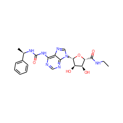 CCNC(=O)[C@H]1O[C@@H](n2cnc3c(NC(=O)N[C@H](C)c4ccccc4)ncnc32)[C@H](O)[C@@H]1O ZINC000013780805