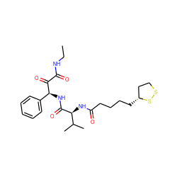 CCNC(=O)C(=O)[C@@H](NC(=O)[C@@H](NC(=O)CCCC[C@@H]1CCSS1)C(C)C)c1ccccc1 ZINC000028529142