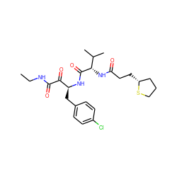 CCNC(=O)C(=O)[C@H](Cc1ccc(Cl)cc1)NC(=O)[C@@H](NC(=O)CC[C@@H]1CCCS1)C(C)C ZINC000028562807