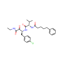 CCNC(=O)C(=O)[C@H](Cc1ccc(Cl)cc1)NC(=O)[C@@H](NC(=O)CCCCc1ccccc1)C(C)C ZINC000028565116