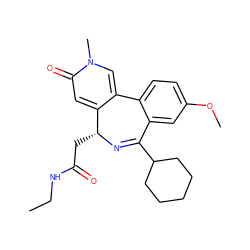 CCNC(=O)C[C@H]1N=C(C2CCCCC2)c2cc(OC)ccc2-c2cn(C)c(=O)cc21 ZINC001772637074