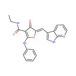 CCNC(=O)C1=C(Nc2ccccc2)O/C(=C\c2c[nH]c3ncccc23)C1=O ZINC001772572205