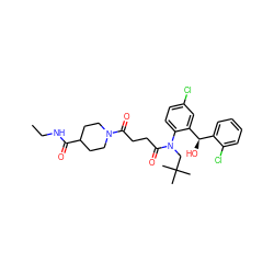 CCNC(=O)C1CCN(C(=O)CCC(=O)N(CC(C)(C)C)c2ccc(Cl)cc2[C@H](O)c2ccccc2Cl)CC1 ZINC000066066544