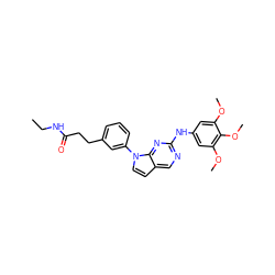 CCNC(=O)CCc1cccc(-n2ccc3cnc(Nc4cc(OC)c(OC)c(OC)c4)nc32)c1 ZINC000036348711