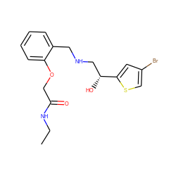 CCNC(=O)COc1ccccc1CNC[C@@H](O)c1cc(Br)cs1 ZINC000014966942
