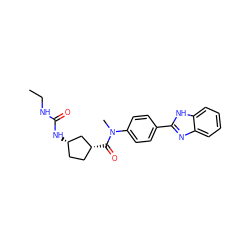 CCNC(=O)N[C@H]1CC[C@@H](C(=O)N(C)c2ccc(-c3nc4ccccc4[nH]3)cc2)C1 ZINC000072124975