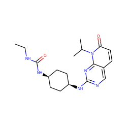 CCNC(=O)N[C@H]1CC[C@@H](Nc2ncc3ccc(=O)n(C(C)C)c3n2)CC1 ZINC000473123328