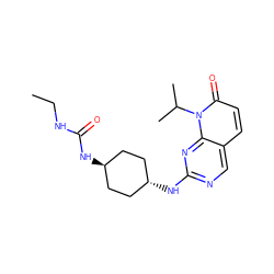 CCNC(=O)N[C@H]1CC[C@H](Nc2ncc3ccc(=O)n(C(C)C)c3n2)CC1 ZINC000473123330