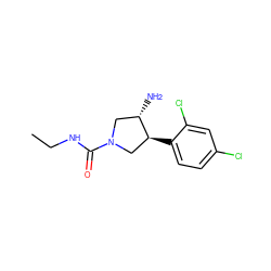 CCNC(=O)N1C[C@H](c2ccc(Cl)cc2Cl)[C@@H](N)C1 ZINC000014958663