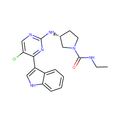 CCNC(=O)N1CC[C@@H](Nc2ncc(Cl)c(-c3c[nH]c4ccccc34)n2)C1 ZINC000028896473