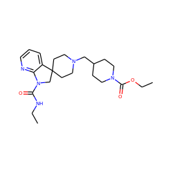 CCNC(=O)N1CC2(CCN(CC3CCN(C(=O)OCC)CC3)CC2)c2cccnc21 ZINC000207525149