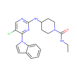 CCNC(=O)N1CCC(Nc2ncc(Cl)c(-n3ccc4ccccc43)n2)CC1 ZINC000028896455