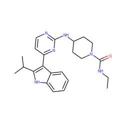 CCNC(=O)N1CCC(Nc2nccc(-c3c(C(C)C)[nH]c4ccccc34)n2)CC1 ZINC000028896646