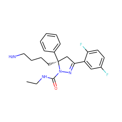 CCNC(=O)N1N=C(c2cc(F)ccc2F)C[C@]1(CCCCN)c1ccccc1 ZINC000036184653