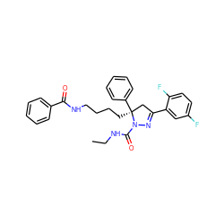 CCNC(=O)N1N=C(c2cc(F)ccc2F)C[C@]1(CCCCNC(=O)c1ccccc1)c1ccccc1 ZINC000036184670