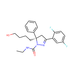 CCNC(=O)N1N=C(c2cc(F)ccc2F)C[C@]1(CCCCO)c1ccccc1 ZINC000036184676