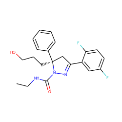 CCNC(=O)N1N=C(c2cc(F)ccc2F)C[C@]1(CCCO)c1ccccc1 ZINC000036184674