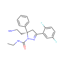 CCNC(=O)N1N=C(c2cc(F)ccc2F)C[C@]1(CCN)c1ccccc1 ZINC000036184678