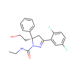 CCNC(=O)N1N=C(c2cc(F)ccc2F)C[C@]1(CCO)c1ccccc1 ZINC000036184680