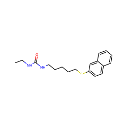 CCNC(=O)NCCCCCSc1ccc2ccccc2c1 ZINC000473248523