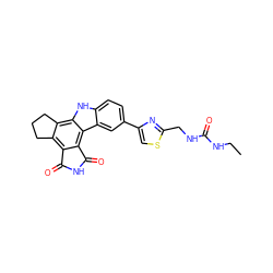 CCNC(=O)NCc1nc(-c2ccc3[nH]c4c5c(c6c(c4c3c2)C(=O)NC6=O)CCC5)cs1 ZINC000028897198