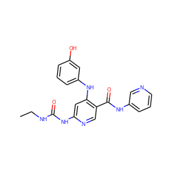 CCNC(=O)Nc1cc(Nc2cccc(O)c2)c(C(=O)Nc2cccnc2)cn1 ZINC000299832303